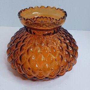 Vintage Kerosene Oil Lamp 7in Amberina Ruffle Lamp Shade